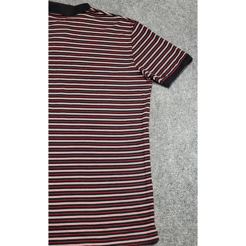Vtg Polo Ralph Lauren Men's Red Black Striped Pony Short-Sleeve T-Shirt Size XL